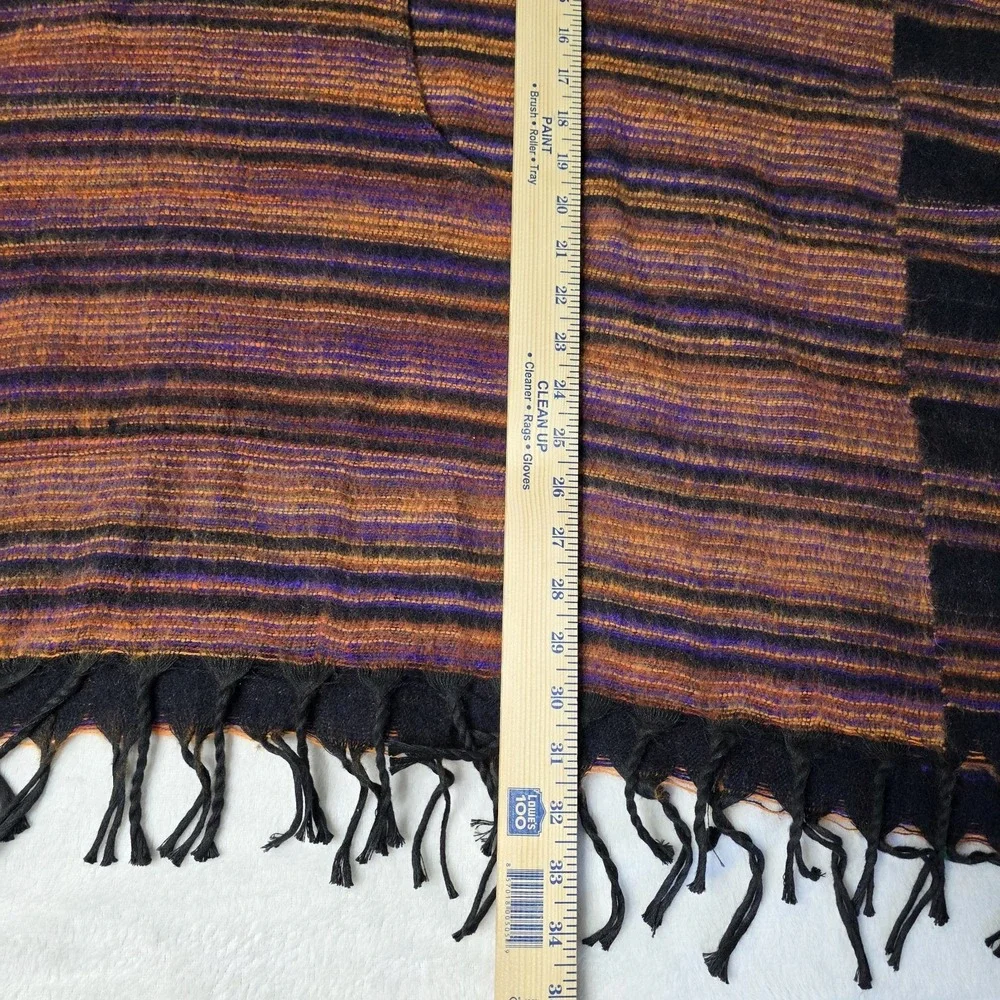Ark Imports Soft‎ Striped Hooded Poncho Cape Warm Kangaroo Pouch Made In Nepal